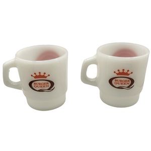 Pair of Vintage Mug Burger Queen Good Morning Anchor Hocking Fire King